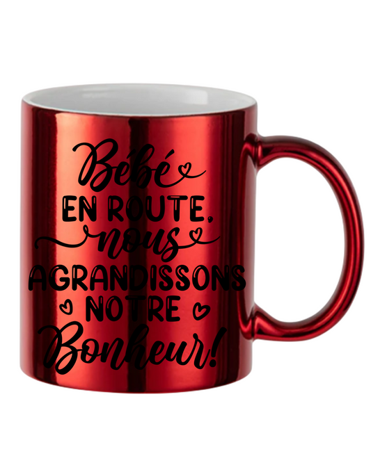 Mugs métallisés "bébé en route"