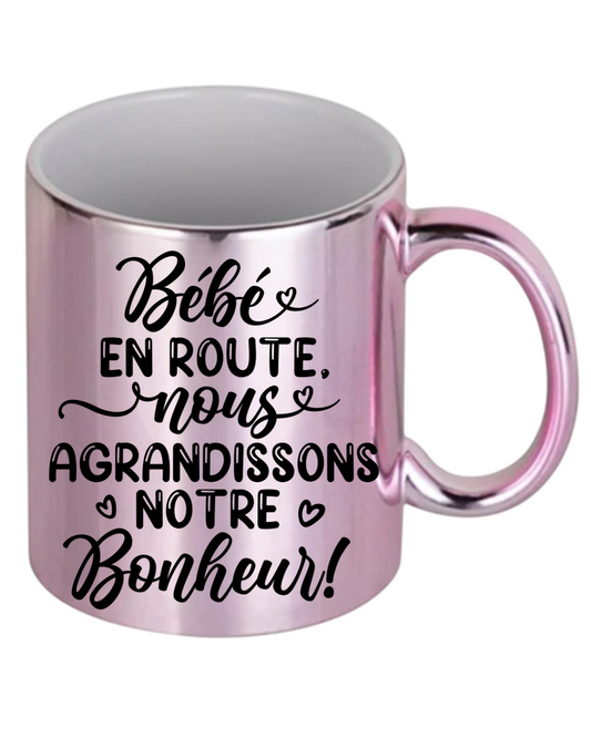 Mugs métallisés "bébé en route"