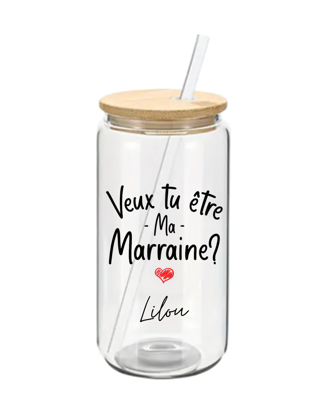 Gobelet en verre "veux tu être ma marraine"