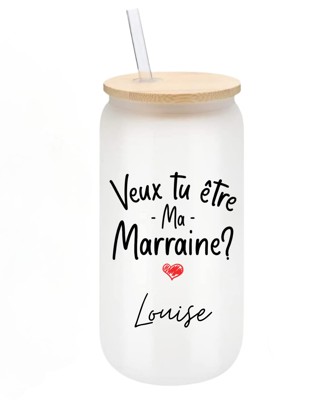 Gobelet en verre "veux tu être ma marraine"